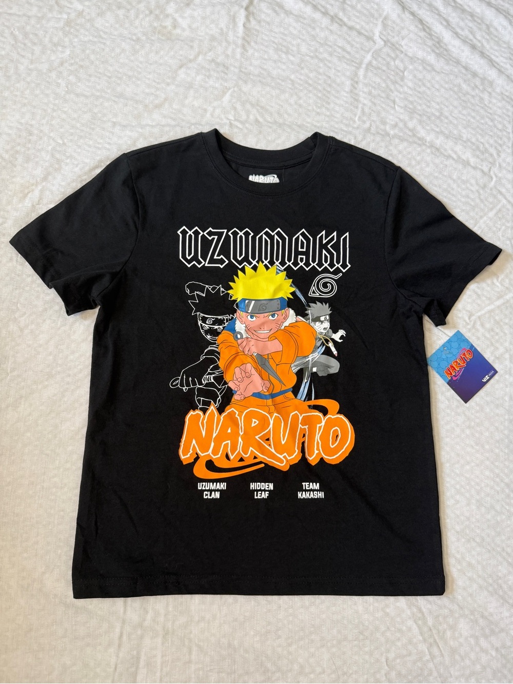 Naruto Uzumaki kids Graphic Tee Size 10/12 Black with Orange Print Boys T-Shirt